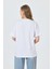 Beyaz Yazı Baskılı Oversize Pamuklu Tişört 2150-32M 5