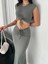 Osy Modal Yumuşak Dokulu Kumaş Büzgülü Crop Etek Takım - Mint Yeşili 3