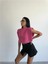 Chanel Vatkalı Crop Bluz - Fuşya 4