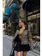Leopar Desen Crop Ceket Gabardin - Leopar 1
