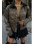 Leopar Desen Crop Ceket Gabardin - Leopar 2