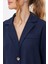 Lacivert Çift Düğmeli Oversize Crop Keten Ceket 0706 4