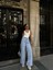 Arkadan Yırtmaçlı Jeans Kot Palazzo Pantolon - Mavi 1