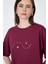 Bordo Yazı Baskılı Oversize Pamuklu Tişört 2150-32M 4