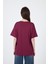Bordo Yazı Baskılı Oversize Pamuklu Tişört 2150-32M 5
