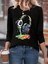Kadın Uzun Kollu Bisiklet Yaka Baskılı Iki Iplik Bluz 1