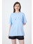 Mavi Yazı Baskılı Oversize Pamuklu Tişört 2150-32M 3