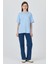 Mavi Yaka Yazı Baskılı Oversize Pamuklu Tişört 2150-34M 3