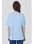 Mavi Yaka Yazı Baskılı Oversize Pamuklu Tişört 2150-34M 5
