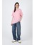 Pembe Yaka Yazı Baskılı Oversize Pamuklu Tişört 2150-34M 3