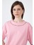 Pembe Yaka Yazı Baskılı Oversize Pamuklu Tişört 2150-34M 4