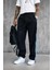 Erkek Şeritli Baggy Fit Teknik Pantolon Siyah 3