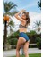 Rukomayo Mavi Desenli Büyük Beden Omzudan Askılı Balenli Yüksek Bel Lycra Kumaş Bikini 2