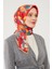 Kırmızı Soyut Çiçek Desen Cotton Eşarp 1