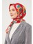 Kırmızı Soyut Çiçek Desen Cotton Eşarp 2