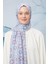 Mavi Tomurcuk Desen Cotton Şal 1