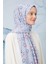 Mavi Tomurcuk Desen Cotton Şal 3