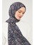 Gece Mavisi Tomurcuk Desen Cotton Şal 3