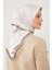 Ekru Kenar Leopar Desen Twill Digital Eşarp 4