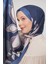 İndigo Soyut Çiçek Desen Brand Şal 4