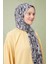 Gri Karışık Çiçek Desen Cotton Şal 3