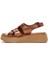 Kadın Bronz Kalın Tabanlı Metalik Deri Comfort Sandalet 25SFD342332 2