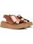 Kadın Bronz Kalın Tabanlı Metalik Deri Comfort Sandalet 25SFD342332 3