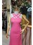 Halter Yaka Balık Elbise Pembe 3