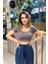 Kısakollu Crop Top Füme 2