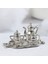 Minyatür Metal Çaydanlık Demlik Fincan Tepsi Set Gümüş Renk Bebek Evi Çocuk Oyuncakları Için 5