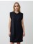 Antrasit Yuvarlak Yaka Kolsuz Midi Örme Elbise 1