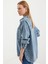 0694 Çift Cepli Oversize Denim Ceket - Buz Mavi 2