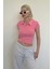 Pembe Polo Yaka Basic Kadın Tişört MG2455 2