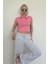 Pembe Polo Yaka Basic Kadın Tişört MG2455 4