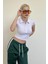 Beyaz Polo Yaka Basic Kadın Tişört MG2455 2