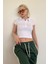 Beyaz Polo Yaka Basic Kadın Tişört MG2455 4