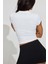 Beyaz Polo Yaka Basic Kadın Tişört MG2455 5