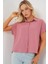 Oversize Kısa Kol Gömlek 20322 - Pembe 4