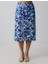 Mavi %100 Pamuk Düz Kesim Normal Bel Desenli Dokuma Midi Etek 4