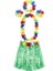 Yetışkın ve Çocuk Uyumlu Luau Aloha Hawaıı Yeşıl Etek ve Renklı Kolye Taç 2 Adet Bıleklık Setı 1