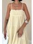 Sarı Askılı Parçalı Çizgili Müslin Elbise 5