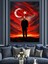 Bayrak Altında Mustafa Kemal Atatürk Dekoratif Kanvas - Mdf Ahşap Tablo 3