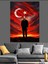 Bayrak Altında Mustafa Kemal Atatürk Dekoratif Kanvas - Mdf Ahşap Tablo 4