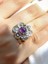 Doğal Taş Ametist Doğal Taşlı Çiçek Model Telkari Kadın Ayarlanabilir Gümüş Kaplama Yüzük EUY59AMTR 2