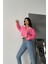 Crop Gömlek Beyaz Yaka ve Etiket Detaylı - Pembe 2