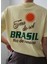 Oversize %100 Pamuk Brasil Rio De Janerio Baskılı Sarı Kadın Tshirt 3
