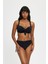 Yüksek Belli Ayarlanabilir Sabit Askılı Kaplı Toparlayıcı Siyah Bikini Takımı 2