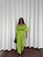 Keten Crop Bluz Büzgü Yaka + Pantolon Takım - Yeşil 1