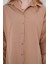 3900 Oversize Uzun Basic Gömlek - Camel 4