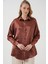 3985 Oversize Saten Gömlek - Taba 3
